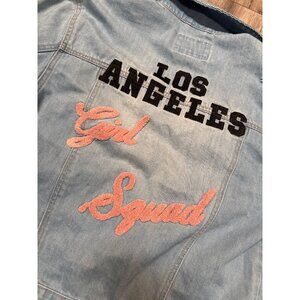 Los Angeles Girl Squad Denim Jacket Distressed Blue Forever 21 S Lightweight Cas